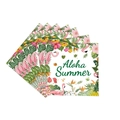Hawaiian party napkins featuring pink flamingos palm leaves and Aloha Summer text - Flamingo Napkins 24Pcs