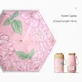 Pink floral sun umbrella with Flower Capital print and a 14cm compact hard storage case - 14CM 6-Fold / Pink Flower City