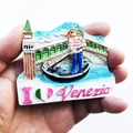 Hand-held 3D resin Venice fridge magnet featuring Gondola canal and I Love Venezia text - Venice Italy