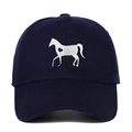 Berretto da baseball classico in cotone blu scuro con ricamo cavallo e cuore - Regolabile / Nero