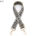 Detail of adjustable baroque jacquard guitar strap with polished gold hardware buckles - Gold Buckle / A-2 Khaki Deep Grey