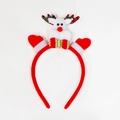 Christmas headband featuring white reindeer and red mittens plush ornaments - 14# Plaid Bow Reindeer
