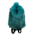 Schicker Rucksack aus Kunstpelz in Pfauengrün mit verstellbaren schwarzen Riemen - Seeblau / 33x12x44cm