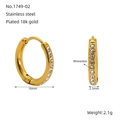 Créoles en acier inoxydable plaqué or 18 carats avec strass brillants 16mm - Acier Inoxydable Plaqué Or 18K Zircone / Grand Style 16 mm (ZE1749G-02)