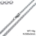 Zilveren roestvrijstalen 3mm rolo ketting voor heren met karabijnsluiting, 50cm lengte - 71CM / 3mm Zilver