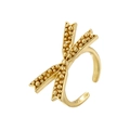 Anillo ajustable dorado en forma de lazo con texturas de cuentas brillantes - Forma de Lazo con Cuentas (VJ646金色)