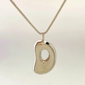 Polished silver balloon bubble teardrop pendant necklace with hollow center design - Letter D / Silver