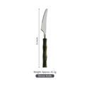 Bamboo-style stainless steel dinner knife with dark green handle, 21.6cm length - Green Knives