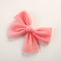 Close-up of pink mesh bow hair clip with intricate textile texture on plain background - 10.5*7.5 CM / Watermelon red