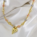 Auffällige dreifarbige Perlenkette mit Herzanhänger in Gold, Silber und Roségold - Mode Minimalistischer Stil (款式4)