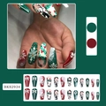 Faux ongles mats de Noël avec motifs de renne et flocon en finitions rouge et verte - BKS2934 Renne Flocon de Neige Rouge Noël