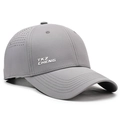 Grey quick-dry mesh baseball cap with side laser-cut ventilation and letter print - Adjustable / Light Gray