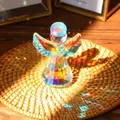 Macro detail of iridescent crystal angel ornament with AB coating on woven base - AB Color Crystal Angel