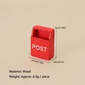 Miniature red wooden Christmas mailbox ornament with white Post text 5x3.5x1.8cm - No.42 - Red Wooden Post Box Ornament