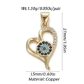 Detailed view of evil eye heart pendant with dimensions and copper material specs - Dbn155-05 / 18K Gold