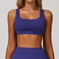 Dunkelviolettes Yoga-Set für Damen mit U-Ausschnitt Sport-BH und hoch taillierter Leggings - S / Rosigblau