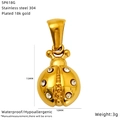 Detailed view of 18k gold plated ladybug pendant with 15mm height and dimensions - Ladybug Style (SP618G)