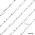 DIY 14mm silver stainless steel rectangle link chain for jewelry making, 1 meter bag - #06 Rectangle Three-Bead Link 4x14mm / 1 Meter/Pack