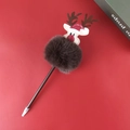Weihnachtskugelschreiber mit braunem Plüschpompon und festlichem Rentier-Dekor - Rentier-1