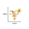 Gold bow-shaped cartilage stud earring with colorful cubic zirconia and dimensions - Size 8 / Gold Yellow