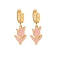 Orecchini a cerchio a tulipano dorato con petali rosa romantici e design minimalista - Orecchini Tulipano (6#)