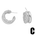 Pendientes de aro en forma de C de plata pulida con diseño de textura retorcida para mujer - Estilo C - Plata Patchwork Cuerda Trenzada
