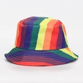 Stylish bucket hat featuring a vibrant rainbow striped pattern in a trendy casual design - M (56-58cm) / Rainbow Stripe Design (#29)