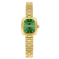 Vintage Damenarmbanduhr in Gold mit smaragdgrünem Zifferblatt und Gliederarmband - Gold Grün