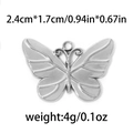 Ciondolo a farfalla traforata in acciaio inossidabile 304, argento, 2,4x1,7 cm - Farfalla Cava-TP0528 / Argento