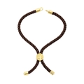 Pulsera trenzada marrón oscuro con dije deslizante Árbol de la Vida dorado y detalles de metal - Pulsera: 16
