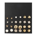 EJ18451-Gold 12 Pairs-Geometric Pearl Zirconia Studs