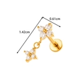 Piercing fleur doré avec cristaux de zircone blancs et mesures détaillées - Style Trèfle Pendant (2610-7# Or)