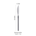 Vintage silver finish 304 stainless steel dinner knife, 22.8cm matte metal flatware - Dinner Knife