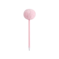 Close-up of pink fluffy pom-pom detail on top of a creative cartoon ballpoint pen - Pink