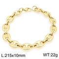 Primer plano detallado de la pulsera de cadena de nariz de cerdo dorada, de 215x10mm - 215x10mm / Dorado