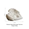 White resin sleeping angel with large wings statue, right-facing cherub home decor 11x17cm - Sleeping Wing Left Angel Figurine
