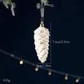 White and gold pinecone Christmas ornament with glitter and dimensions 7.4x5cm - Pine Cone White Gold Pendant