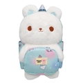 Simpatico zaino a coniglietto in peluche azzurro con stampe di unicorno per bambine - Borsa singola ispessita migliorata / Blu