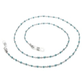 Silver O-chain glasses holder strap with turquoise blue beads and silicone ends - Silver Cyan Beaded Style (650*2mmKSC081-Z)