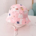 Pink kids sun hat with alpaca and cactus prints featuring adjustable windproof cord - EU 48 / Pink Cactus