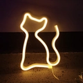 Cat-shaped LED neon sign with warm orange glow for Christmas and room wall decoration - Warm White (Battery/USB Dual Use)