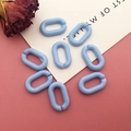 Macro detail of light blue frosted acrylic chain links for DIY jewelry on pink surface - Solid U-Shape Link / 100 Pcs/Pack (14x9mm) / Blue