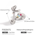Ciondolo a forma di scooter argento con strass colorati in rame impermeabile - Ciondolo Scooter Argento con Strass in Rame (PJ92847S)