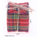 Mini décoration de Noël en tissu écossais avec nœud en jute, hauteur 2,8 cm - Rouge & Vert
