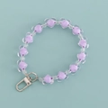 Cute purple heart bead keychain with transparent floral beads and silver metal clasp - Purple Clear Heart Style (B342-1)