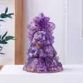 Amethyst crystal christmas tree ornament with gold foil and Merry Christmas text - Amethyst