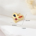 Golden heart pendant with red blue and pink zircons including dimensions 16.9x18.1mm - H-11627/Three Color Gem Gold Heart