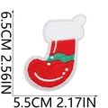 Detailed size view of Christmas stocking embroidery patch measuring 6.5cm by 5.5cm - Letter J