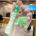 Creative liquid turtle keychain with green sand and Bubble silicone wrist strap - Turtle Color Bead - Green