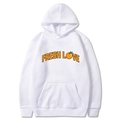 Sweat à capuche blanc avec imprimé graphique FRESH LOVE orange et motif d'agrumes - S / Blanc